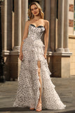 Sparkly Black and White Polka Dots Ruffled Corset Long Prom Dress