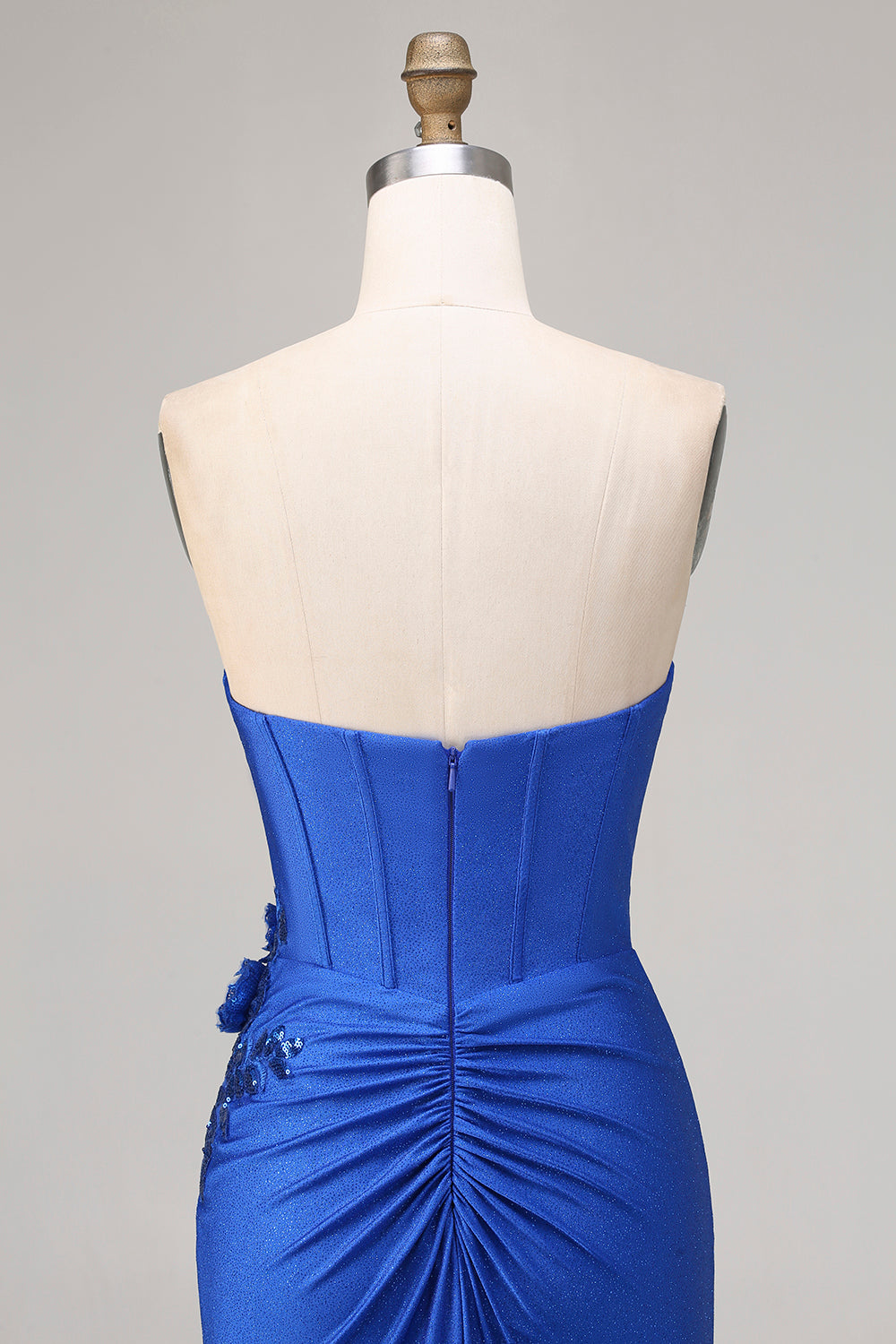 Sparkly Royal Blue Mermaid Beaded Long Corset Prom Dress with Appliques