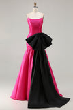 Fuchsia Mermaid Strapless Long Prom Dress with Bow