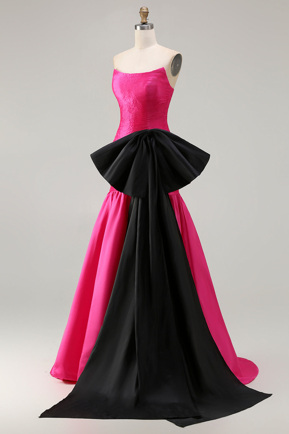 Fuchsia Mermaid Strapless Long Prom Dress with Bow