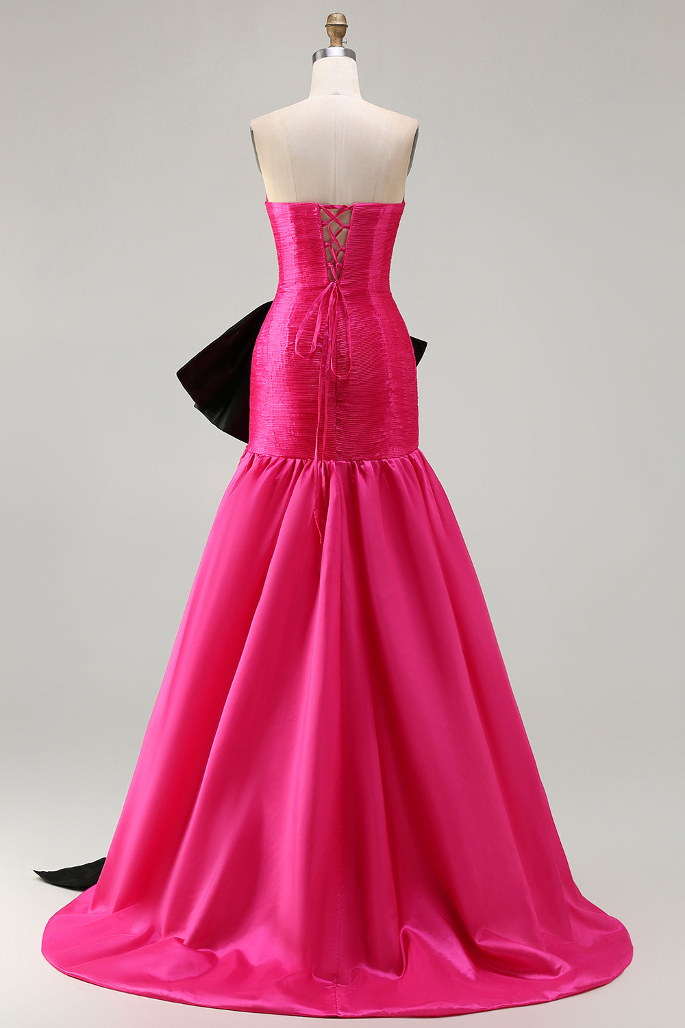 Fuchsia Mermaid Strapless Long Prom Dress with Bow