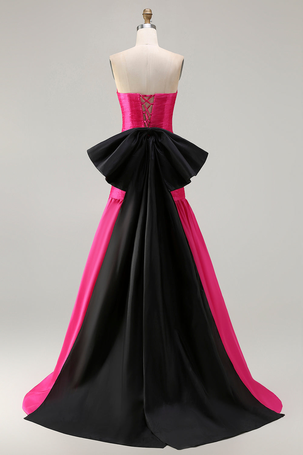 Fuchsia Mermaid Strapless Long Prom Dress with Bow