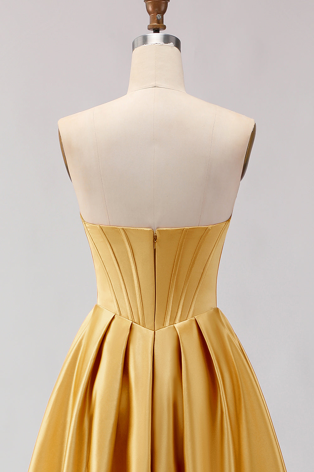 Golden A Line Sweetheart Long Corset Prom Dress with Slit