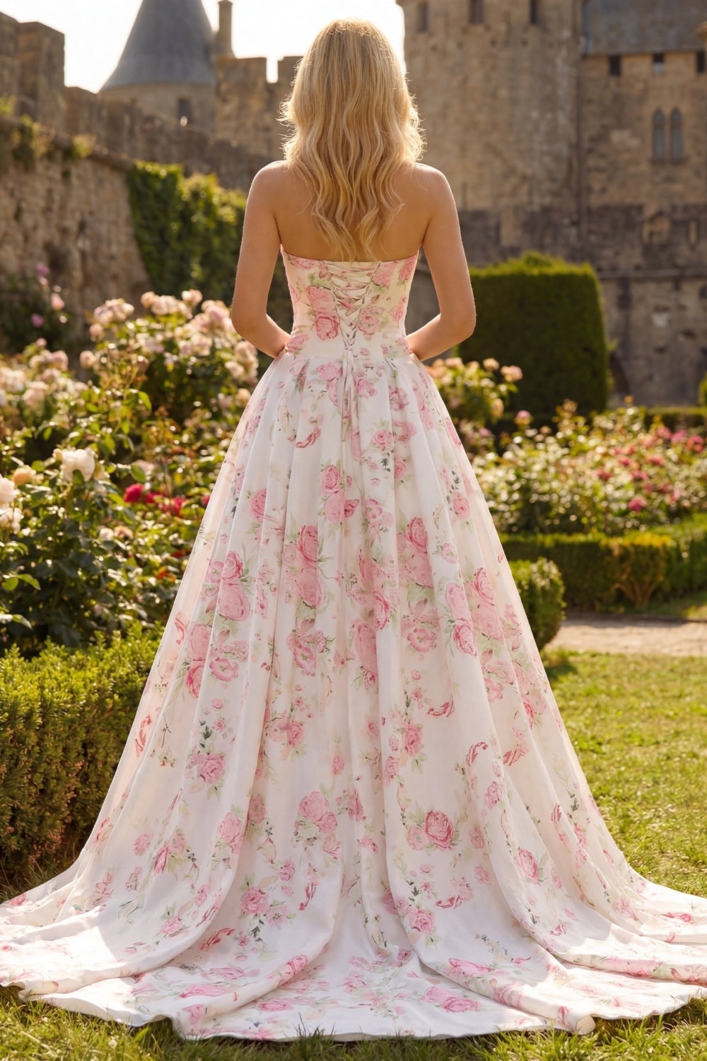 strapless open back dress Ophélie Pink Scarf Detail Gathered Maxi Dress, M / Pink main image 0
