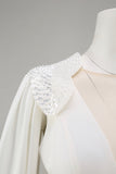 Ivory Deep V-Neck Cut Out Bridal Jumpsuits with Cape