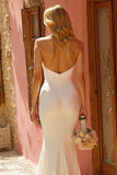 Simple Ivory Halter Mermaid Sweep Train Wedding Dress