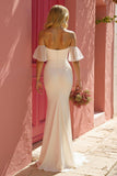 Ivory Sweethert Mermaid Sweep Train Wedding Dress with Slit