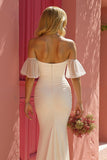 Ivory Sweethert Mermaid Sweep Train Wedding Dress with Slit
