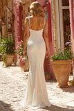 Ivory Mermaid Ruched Floor-Length Wedding Dress