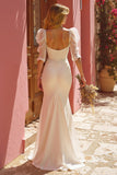 Ivory Appliqued Mermaid Floor-Length Wedding Dress with Slit