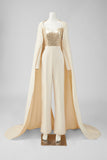 Cabernet Sparkly Long Sleeves Mother of the Bride Jumpsuits with Pockets