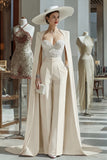 Cabernet Sparkly Long Sleeves Mother of the Bride Jumpsuits with Pockets