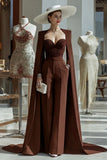Cabernet Sparkly Long Sleeves Mother of the Bride Jumpsuits with Pockets