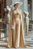 Cabernet Sparkly Long Sleeves Mother of the Bride Jumpsuits with Pockets
