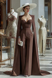 Cabernet Sparkly Long Sleeves Mother of the Bride Jumpsuits with Pockets