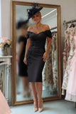 Blush Pink Floral Bodycon Off the Shoulder Midi Mother of the Bride Dress