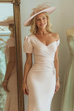 Candy Pink One Shoulder Bodycon Midi Mother of the Bride Dress with Sleeves