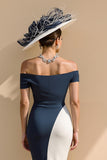 Black and White Patchwork Mermaid Ruffled Long Mother of the Bride Dress