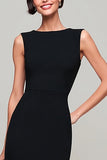 Simple Black Boat Neck Mermaid Long Formal Dress
