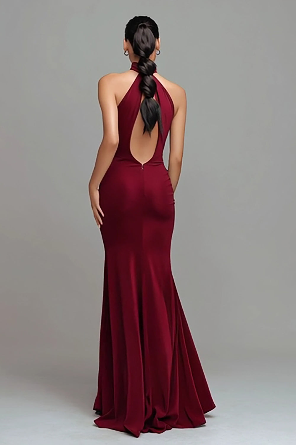 Zapakasa Women Burgundy Mermaid Long Formal Dress High Neck Seeveless Holiday Party Dress Zapakasa Women Burgundy Mermaid Long Formal Dress High Neck Seeveless Holiday Party Dress