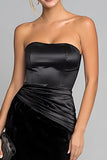 Black Strapless Velvet Mermaid Long Formal Dress