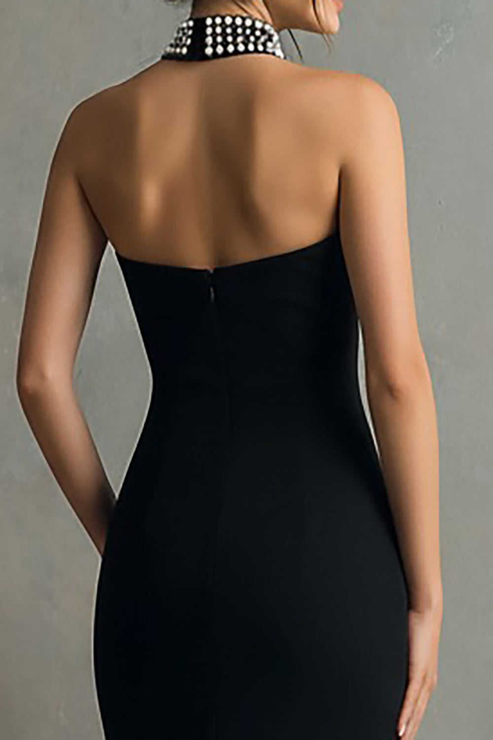 Sparkly Black Mermaid Halter Long Formal Dress with Beading
