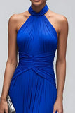 Royal Blue High Neck Mermaid Long Formal Dress