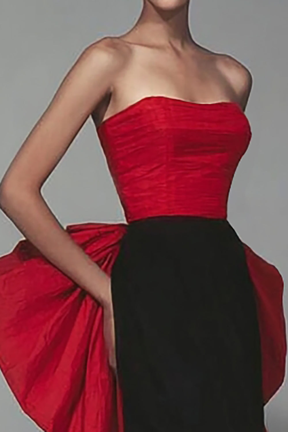 Zapakasa Women Black and Red Long Formal Dress with Bow Mermaid