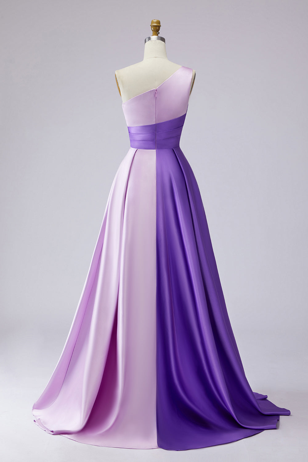 Pink Satin One Shoulder A Line Long Formal Dress