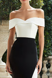 Black and White Patchwork Mermaid Long Formal Dress