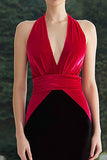 Black and Fuchsia Mermaid Patchwork Long Formal Dress