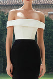 Simple Black and White Patchwork Long Mermaid Formal Dress
