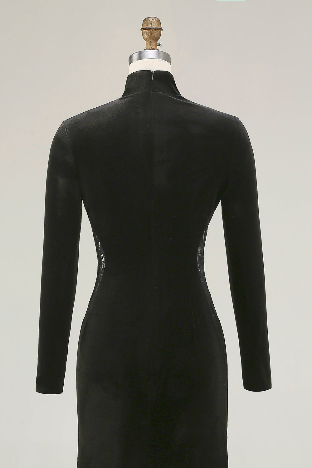 Black Velvet Mermaid High Neck Maxi Formal Dress with Lace