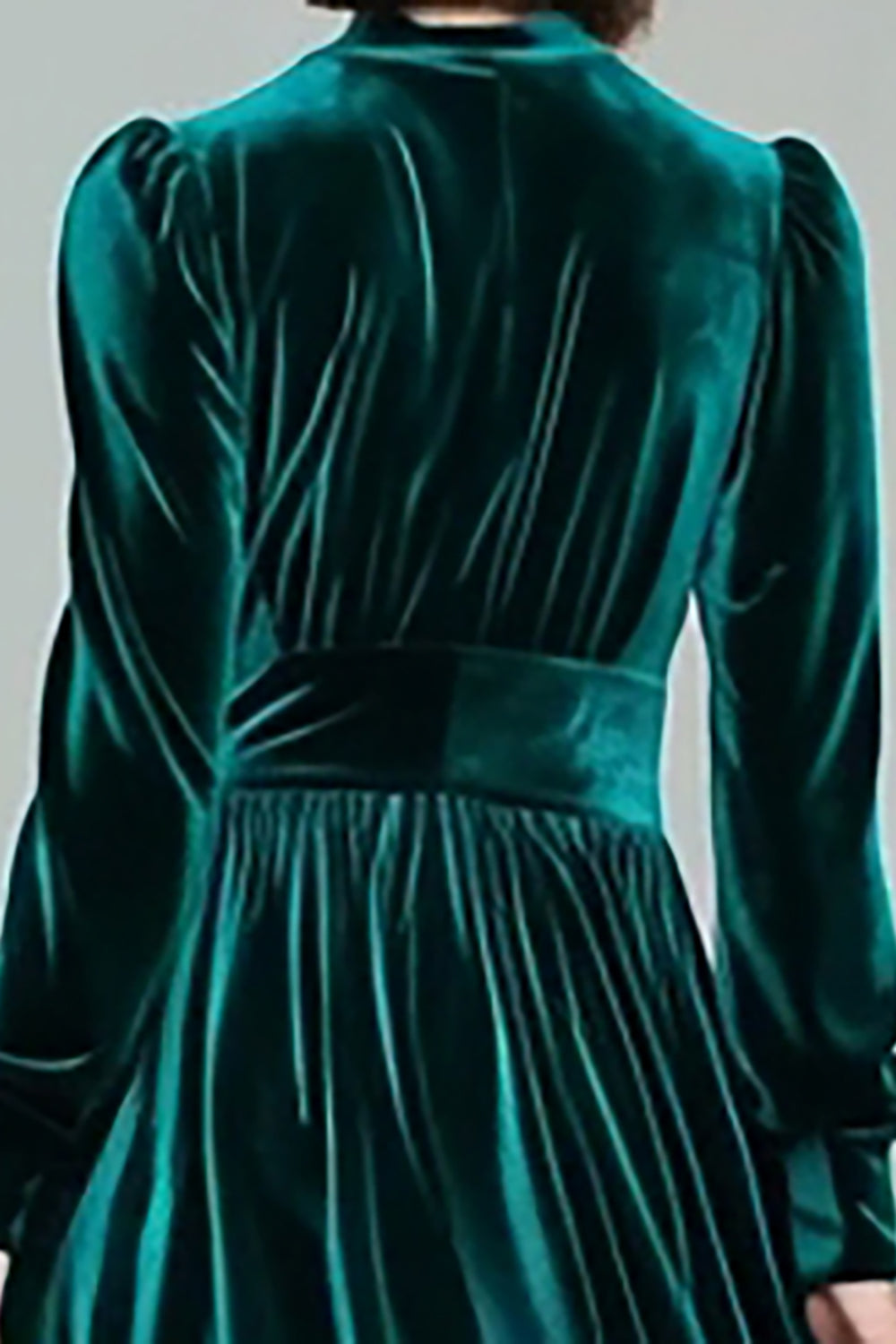 Peacock Green A Line Velvet Long Holiday Party Dress with Sleeves