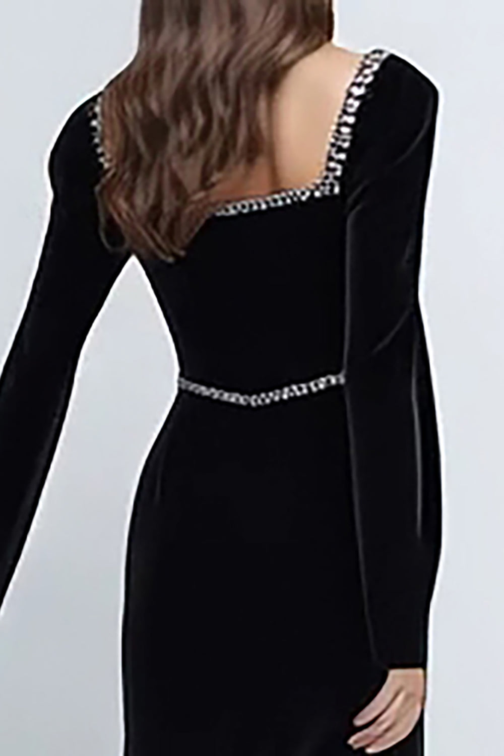 Sparkly Black Velvet Long Sleeves Holiday Party Dress with Beading