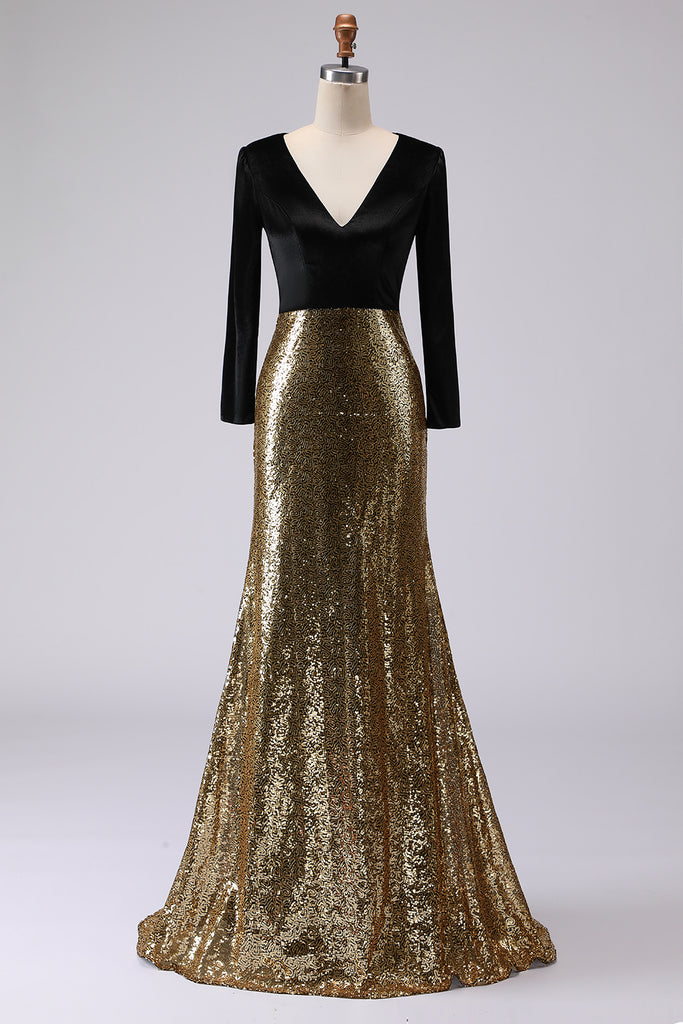 Zapakasa Women Sparkly Gold and Black Velvet Holiday Party Dress with