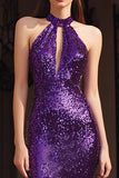 Sparkly Purple Sequin Mermaid Long Holiday Party Dress