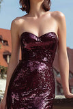 Sparkly Burgundy Sweetheart Sequin Long Holiday Party Dress