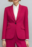 Fuchsia 2 Piece Long Sleeves Peak Lapel Fitted Prom Suits