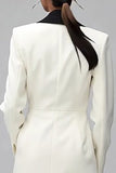 Ivory Black Shawl Lapel Double Breasted Short Blazer Dress with Sleeves