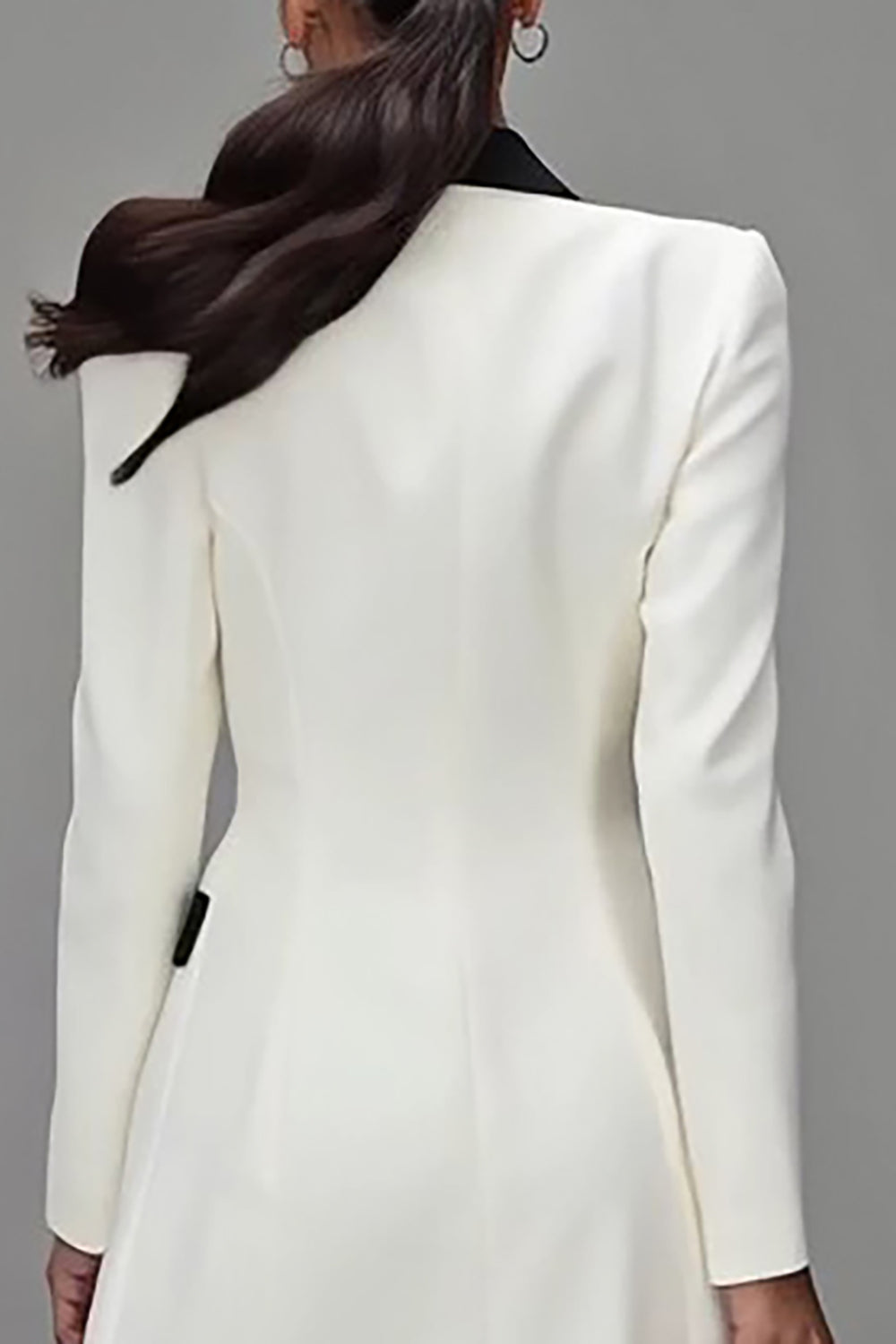 Ivory Peak Lapel Double Breasted Short Blazer Dress with Sleeves