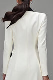 Ivory Peak Lapel Double Breasted Short Blazer Dress with Sleeves