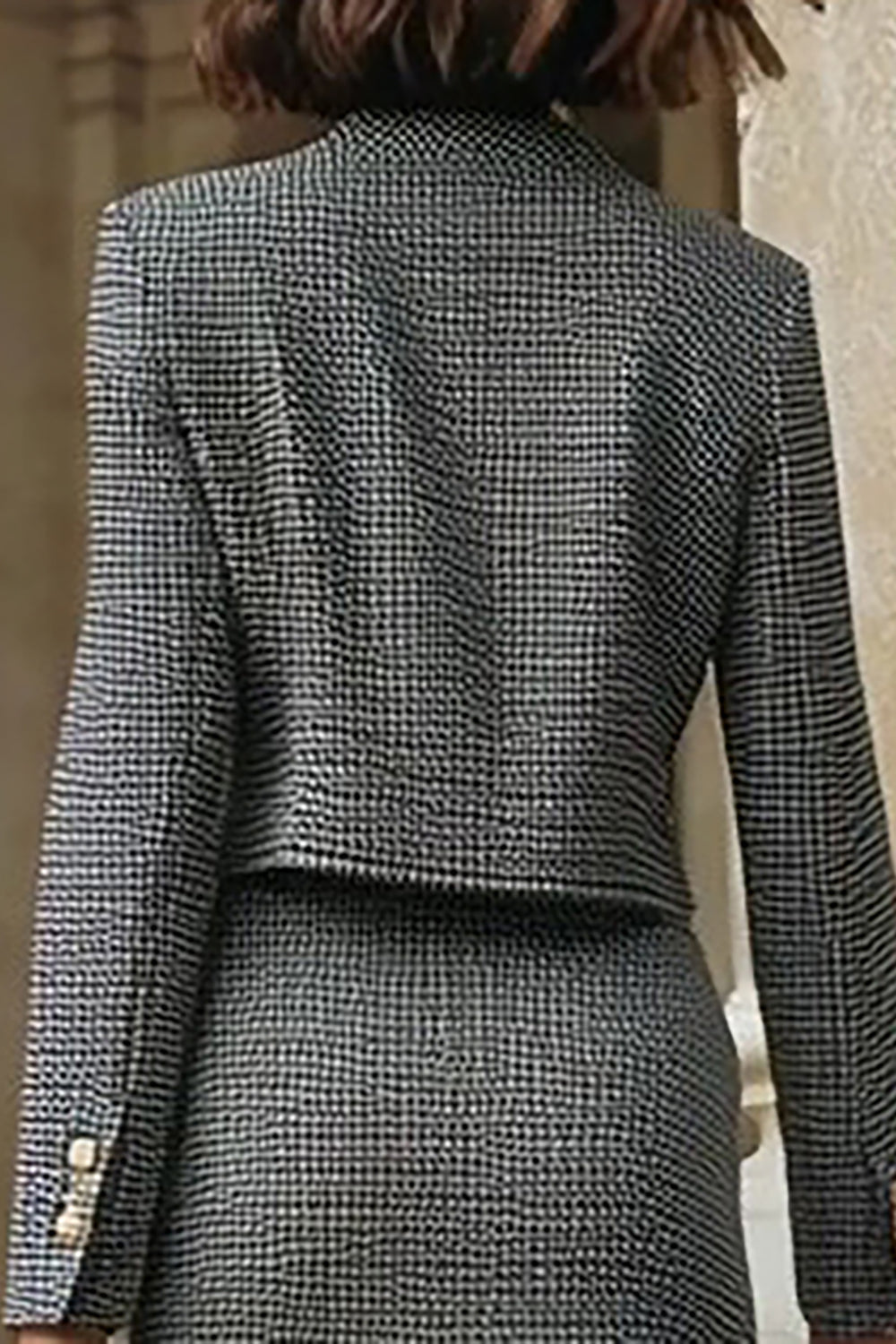 Grey 2 Piece Pencil Midi Tweed Interview Outfits with Slit