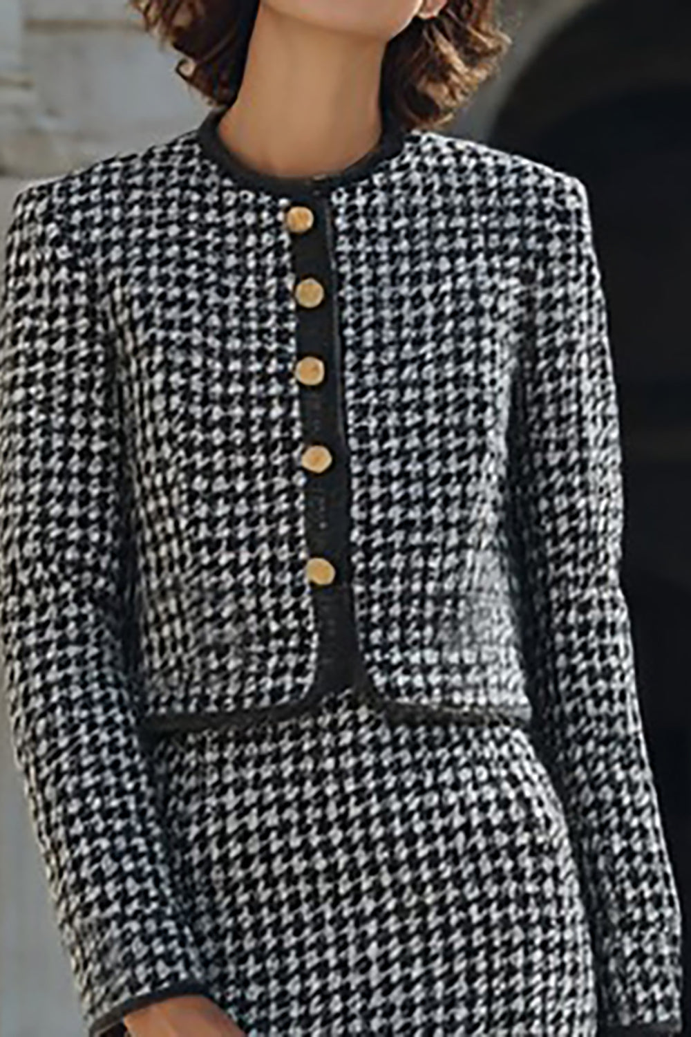 Grey Single Breasted 2 Piece Tweed Pencil Midi Interview Outfits