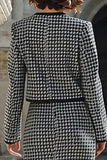 Grey Single Breasted 2 Piece Tweed Pencil Midi Interview Outfits