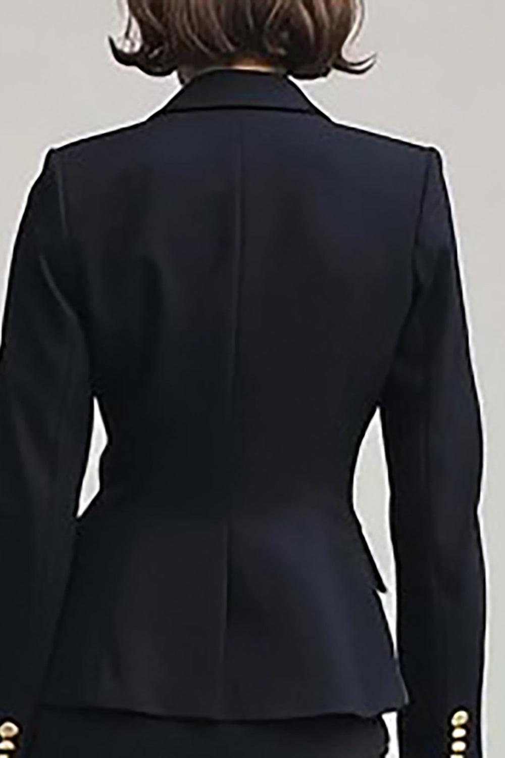 Black Two Piece Notched Lapel Pencil Midi Business Suits