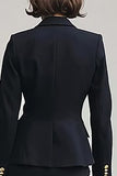 Black Two Piece Notched Lapel Pencil Midi Business Suits