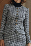 Grey 2 Piece Single Breasted Pencil Midi Tweed Interview Outfits