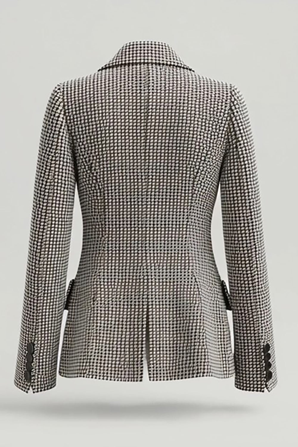 Grey Single Breasted Notched Lapel Tweed Work Blazer