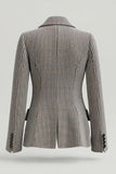 Grey Single Breasted Notched Lapel Tweed Work Blazer